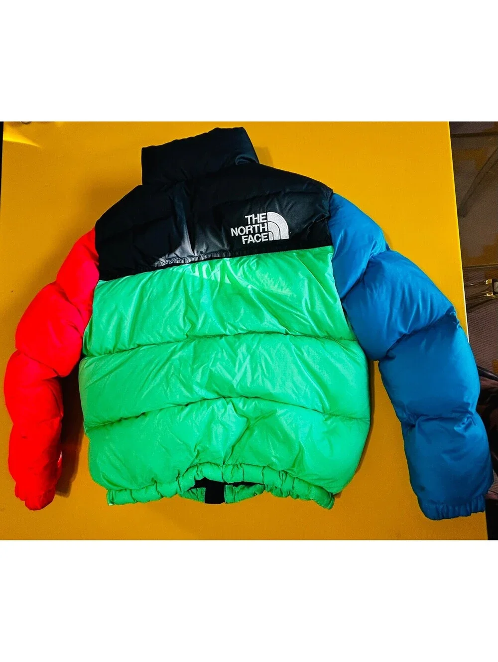 The North Face Teen M 10 1996 Retro Nuptse Down Puffer Jacket Colorblock Flawed